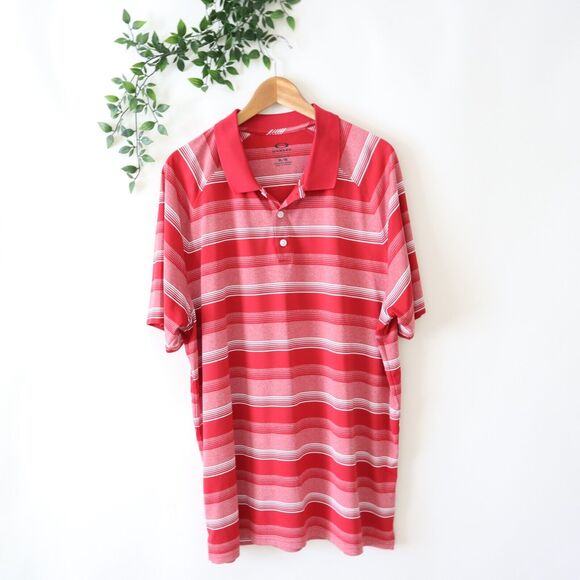 Oakely Men's Red Striped Regular Fit Polo Shirt Size XL Extra Large - Picture 1 of 4
